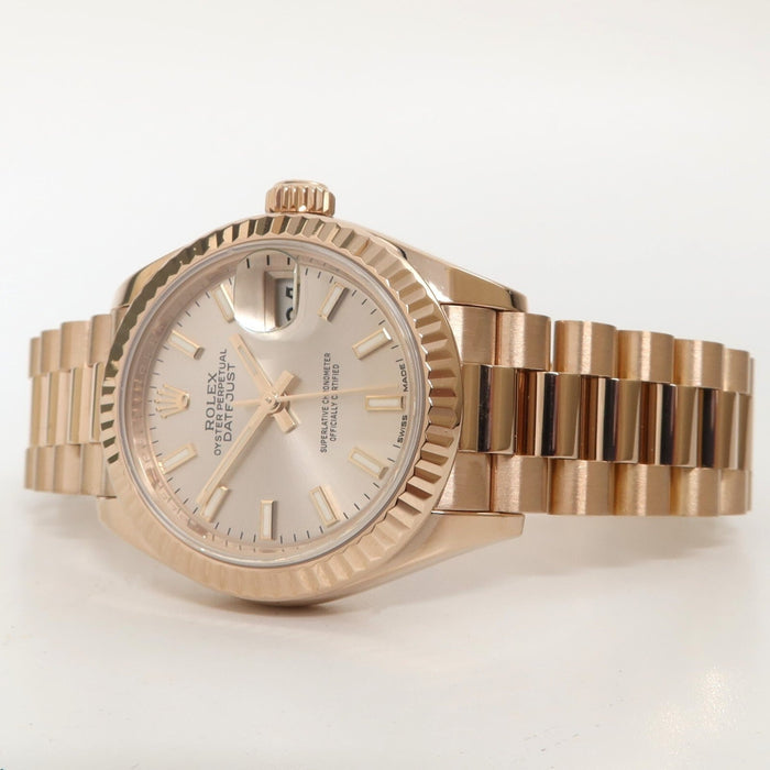 Rolex Lady-Datejust 28mm Solid 18kt Rose Gold Silver Dial Automatic 279175