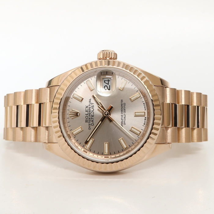 Rolex Lady-Datejust 28mm Solid 18kt Rose Gold Silver Dial Automatic 279175
