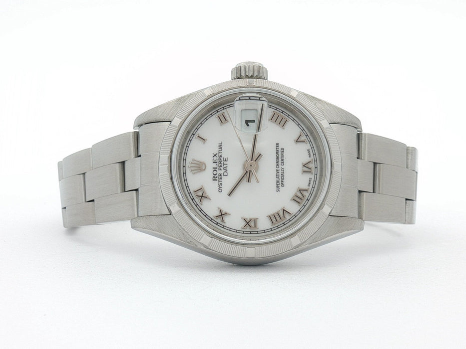 Rolex Oyster Perpetual Date Automatic Stainless Steel White Roman Dial 79190