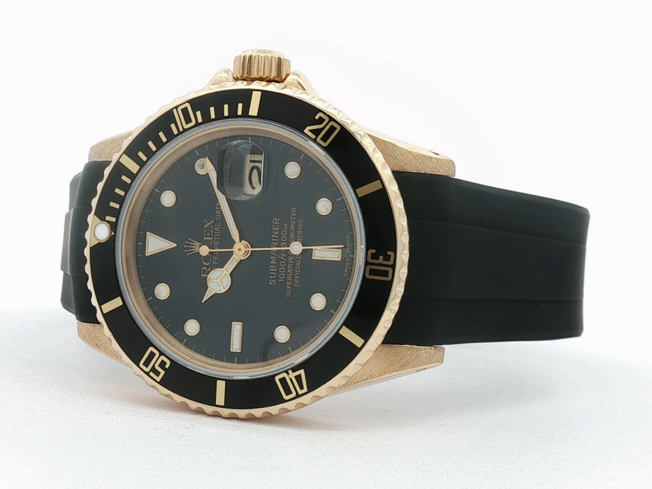 Rolex Submariner Date Black Dial Solid 18k Yellow Gold 40MM Automatic 16808