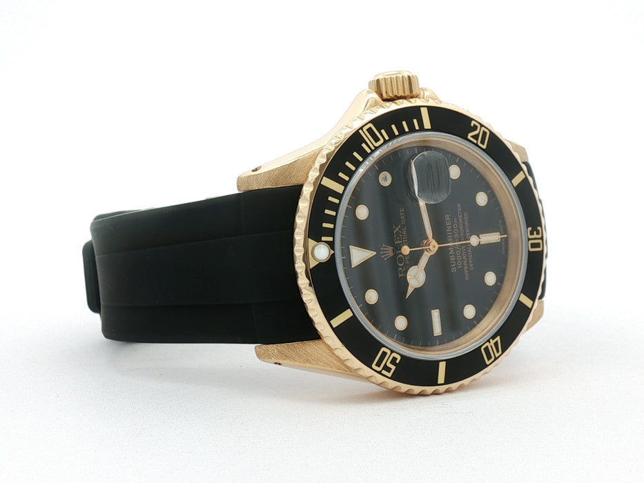 Rolex Submariner Date Black Dial Solid 18k Yellow Gold 40MM Automatic 16808