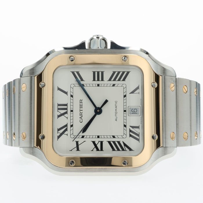 Cartier Santos De Cartier Large 18k Yellow Gold & Stainless Steel W2SA0009 4072