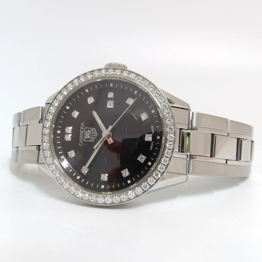 TAG Heuer Carrera Black Diamond Dial 27MM Factory Diamond Bezel Quartz WV1412