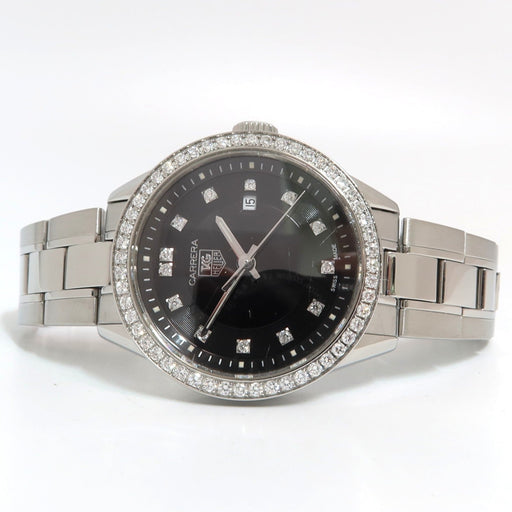 TAG Heuer Carrera Black Diamond Dial 27MM Factory Diamond Bezel Quartz WV1412