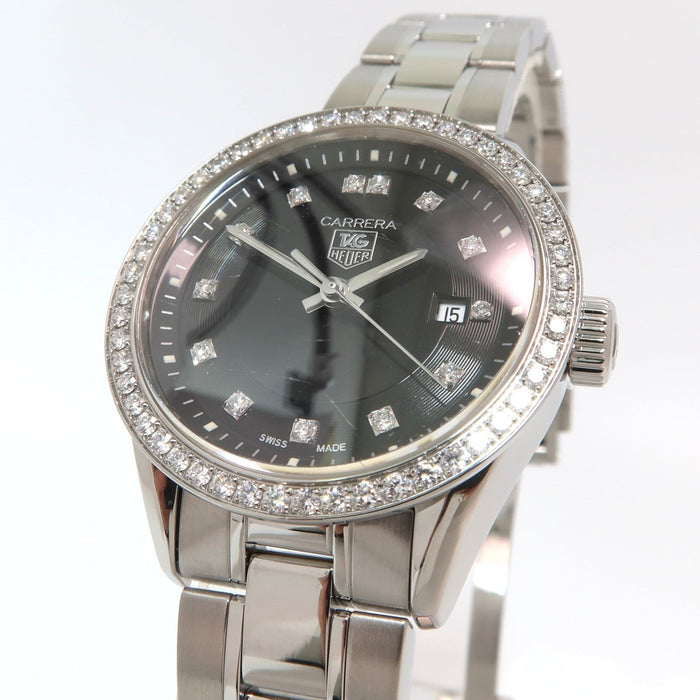 TAG Heuer Carrera Black Diamond Dial 27MM Factory Diamond Bezel Quartz WV1412