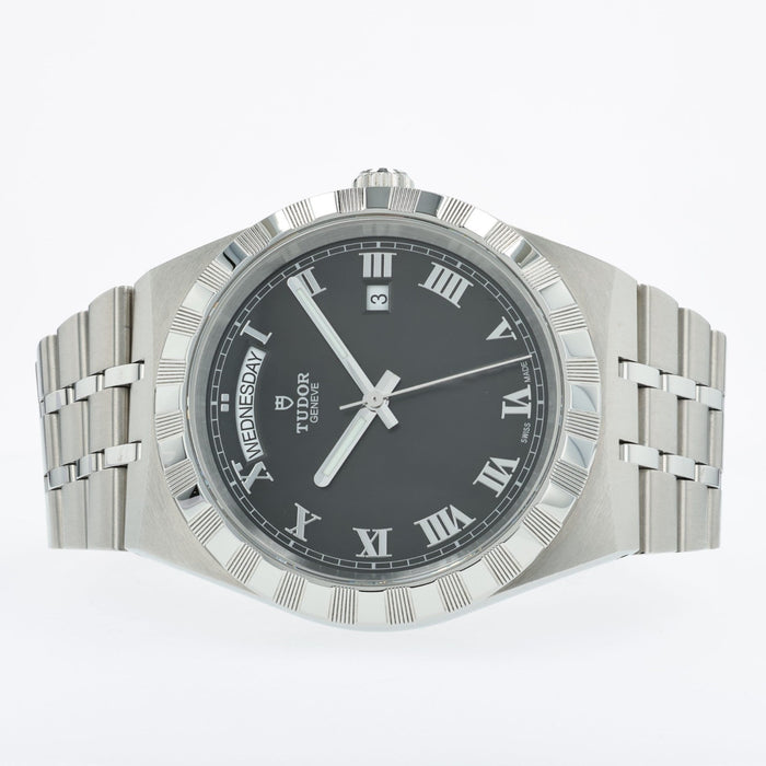 Tudor Royal Black Dial Stainless Steel Day Date 41mm Automatic 28600