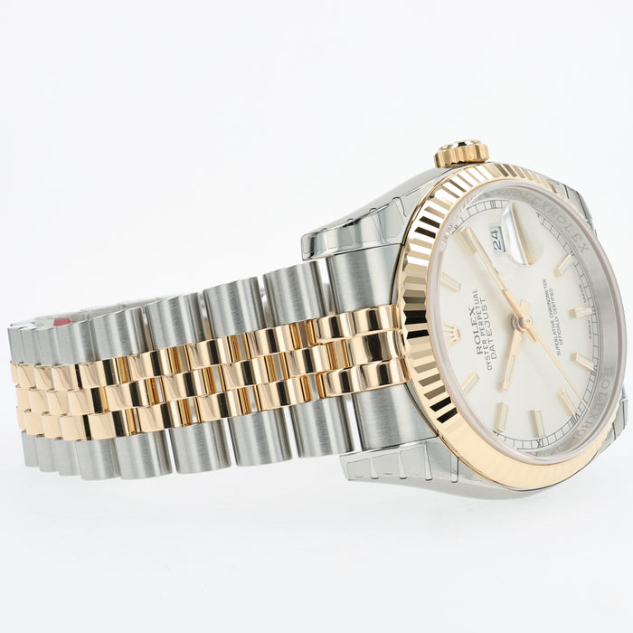 Rolex Datejust 36 Silver Index 18K Yellow Gold and Stainless Steel 116233