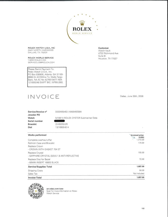Rolex Submariner Date Black Dial Stainless Steel 40MM Automatic 16610