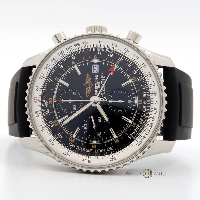Breitling Navitimer World GMT 46mm Automatic Chronograph Black Dial A24322