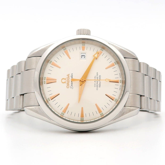Omega Seamaster Aqua Terra White Dial Rose Hands Co-Axial W/Papers 2503.34.00