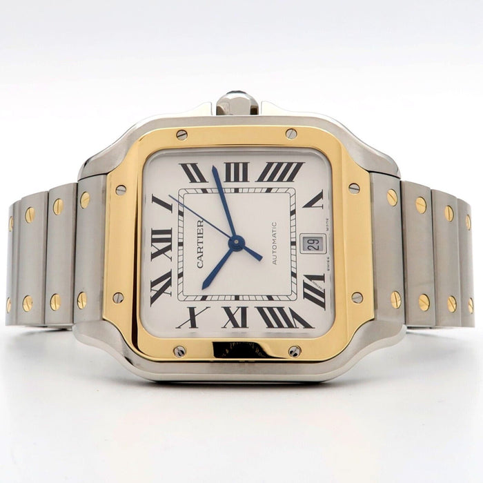 Cartier Santos De Cartier 18K Yellow Gold & Steel Silver Dial Large W2SA0009