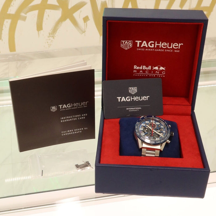 TAG Heuer Carrera Calibre Heuer01 Red Bull Blue Dial Limited Chrono 45MM CAR2A1K