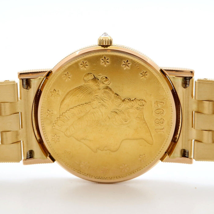 Corum Gold Eagle-liberty Coin $20 1887 18K Yellow Gold 36MM Quartz W/ Papers