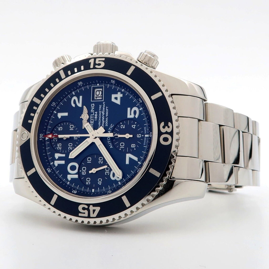 Breitling Superocean Chronograph Blue Dial 42MM Stainless Steel Automa Watch Vault