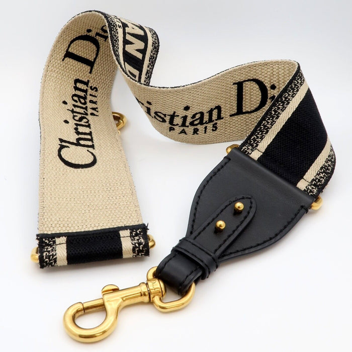 Christian Dior Paris Embroidered Shoulder Strap Black/Tan Retail $1,200 USD