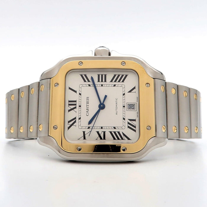 Cartier Santos De Cartier Large 18K Yellow Gold & Steel Silver Dial W2SA0009