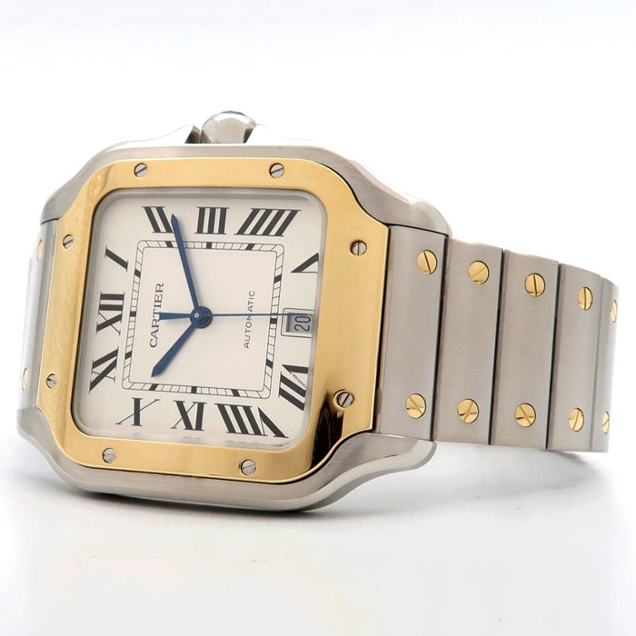 Cartier Santos De Cartier Large 18K Yellow Gold & Steel Silver Dial W2SA0009