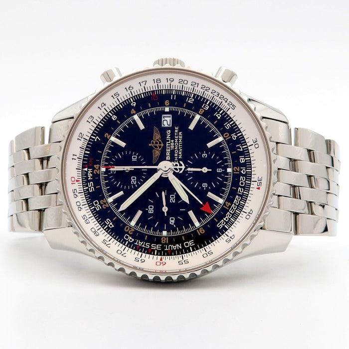 Breitling Navitimer World Chronograph Black Dial GMT Stainless Steel 46MM A24322
