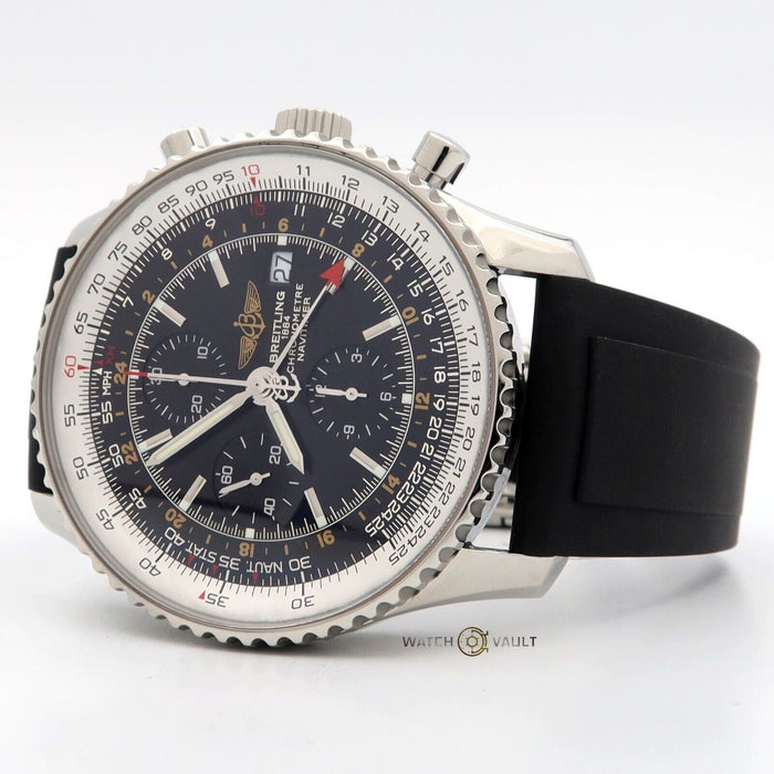 Breitling Navitimer World GMT 46mm Automatic Chronograph Black Dial A24322