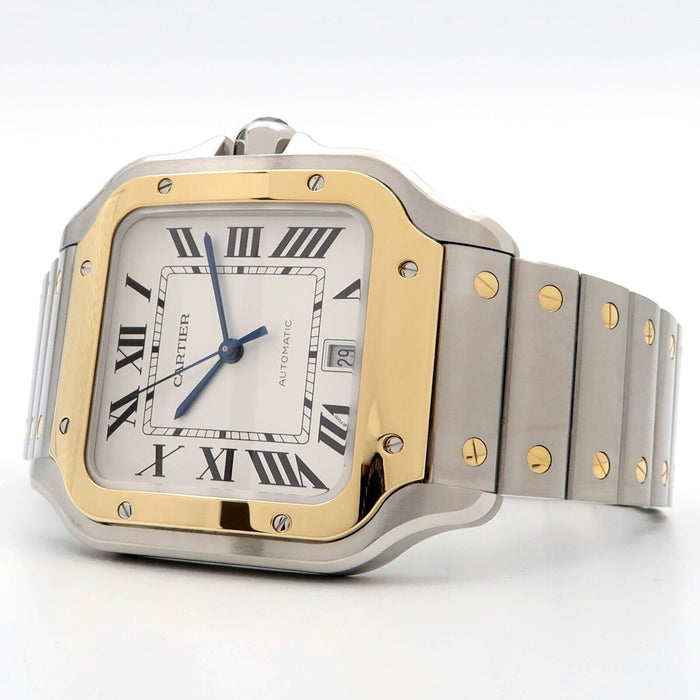Cartier Santos De Cartier 18K Yellow Gold & Steel Silver Dial Large W2SA0009