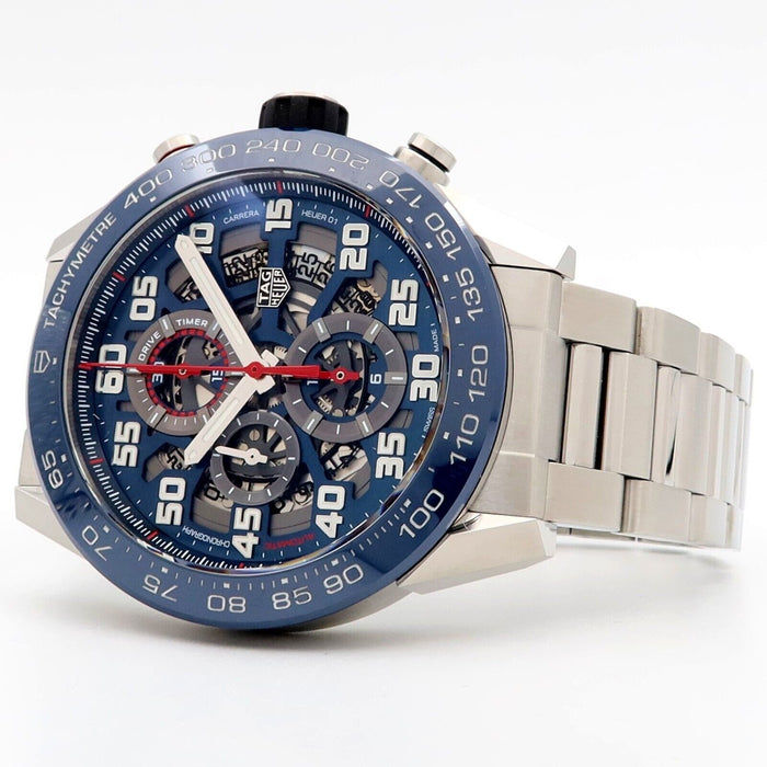TAG Heuer Carrera Calibre Heuer01 Red Bull Blue Dial Limited Chrono 45MM CAR2A1K